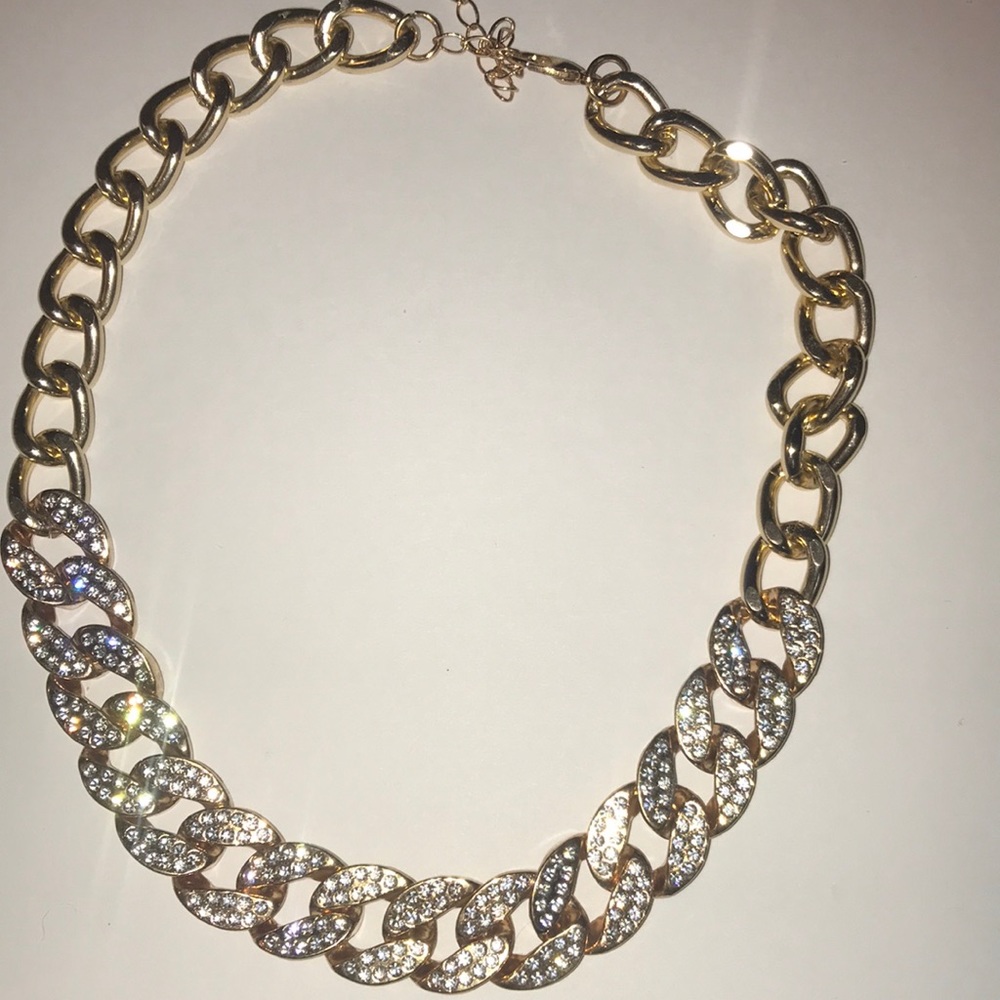 Gold chain with silver jewels